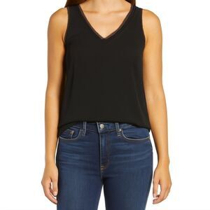 Halogen Black Sleeveless V-Neck Top - Size Small